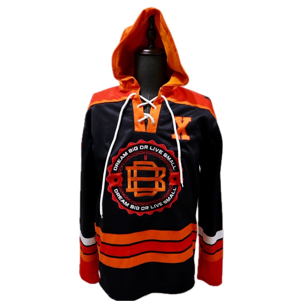 DBLS Dream Big Live Small Men's XL Hockey Hoodie Black Orange